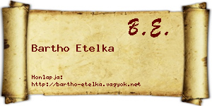 Bartho Etelka névjegykártya